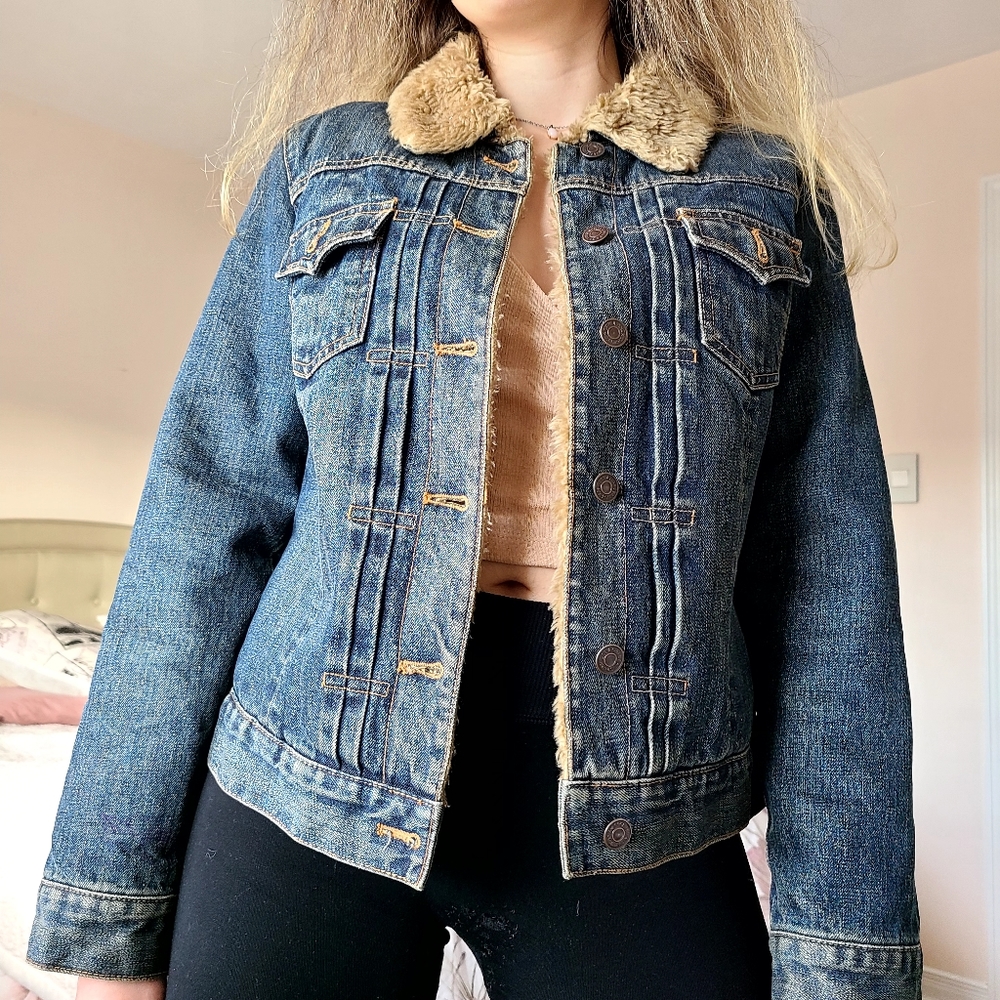 Dark Wash Jean Fur Jacket